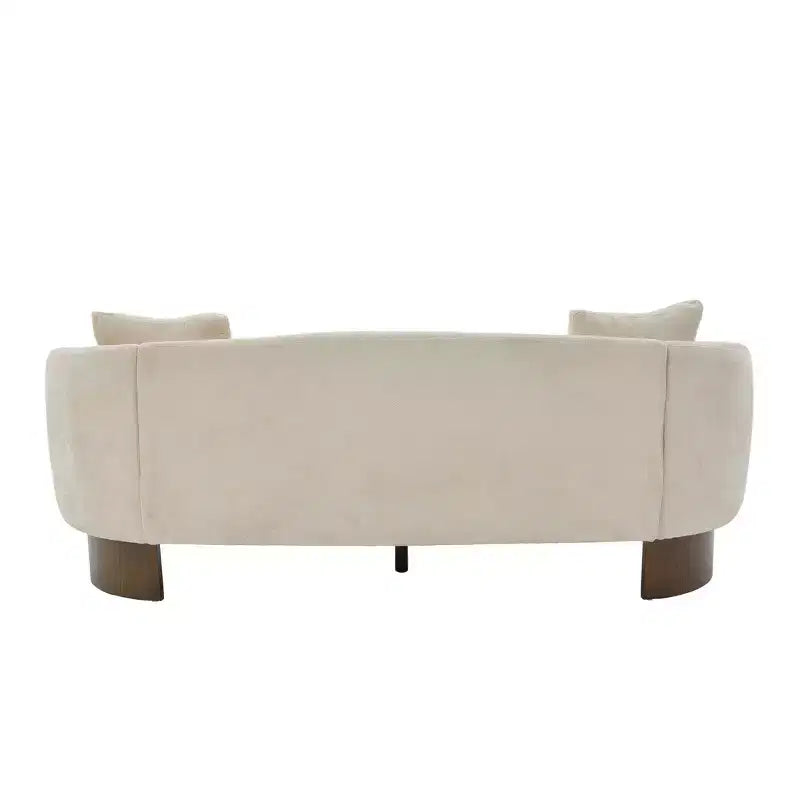 GDFStudio Kyro 81'' Modern Boucle Upholstered 3-Seater Sofa with Wooden Base and Pillows