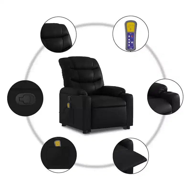 vidaXL Stand Up Massage Recliner Chair Black