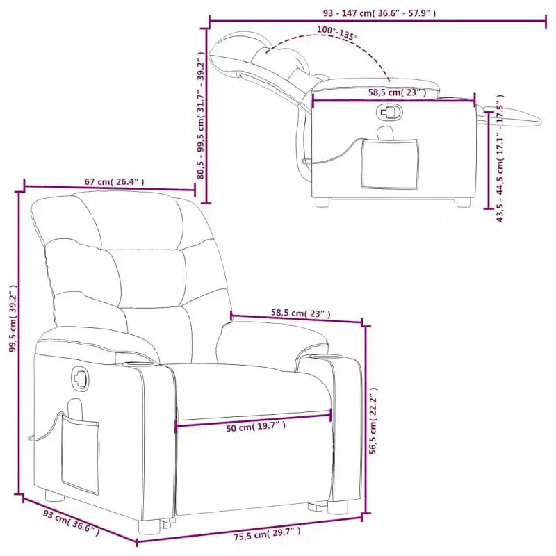 vidaXL Stand Up Massage Recliner Chair Black