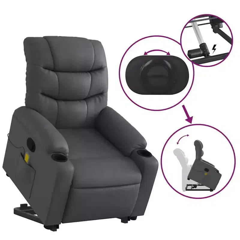 vidaXL Stand Up Massage Recliner Chair Black