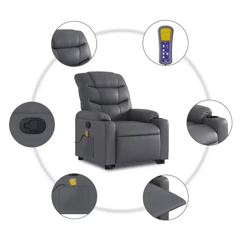 vidaXL Stand Up Massage Recliner Chair Black