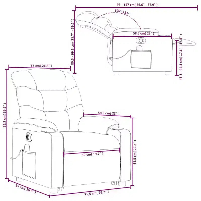 vidaXL Stand Up Massage Recliner Chair Black