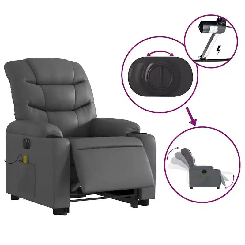vidaXL Stand Up Massage Recliner Chair Black