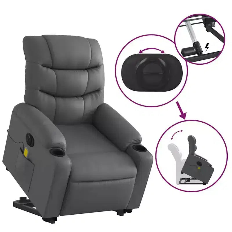 vidaXL Stand Up Massage Recliner Chair Black