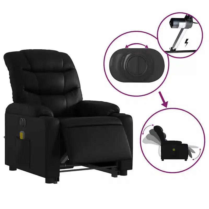 vidaXL Stand Up Massage Recliner Chair Black