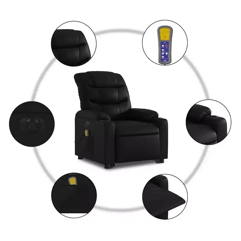 vidaXL Stand Up Massage Recliner Chair Black