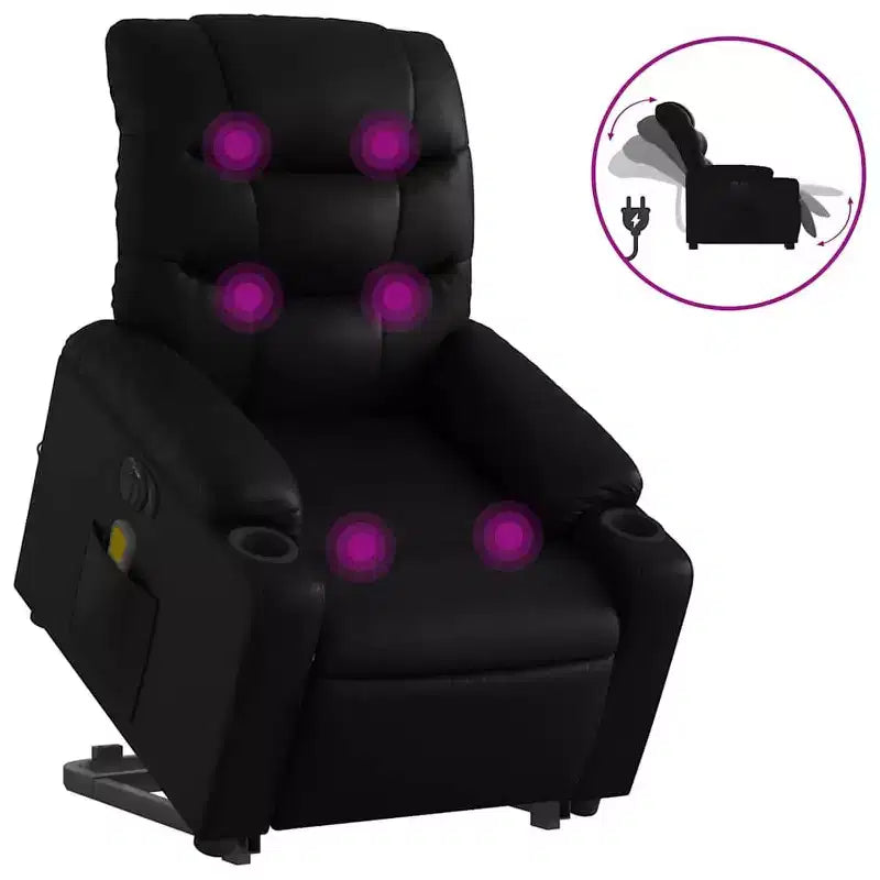 vidaXL Stand Up Massage Recliner Chair Black