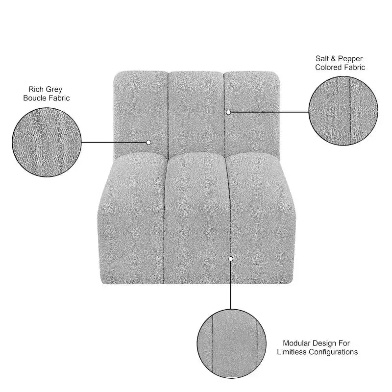 Meridian Furniture Arc Boucle Fabric Straight Chair