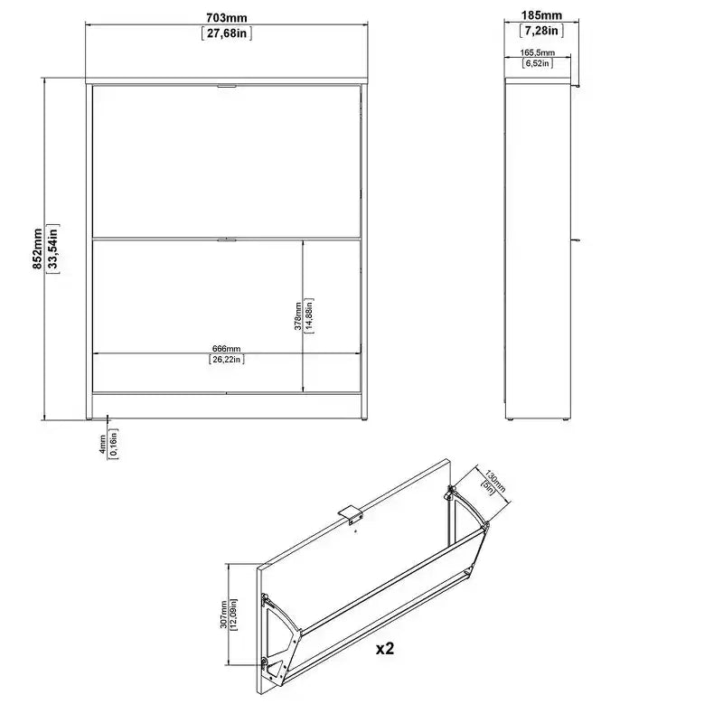 Tvilum, Bright 2 Drawer Shoe Cabinet