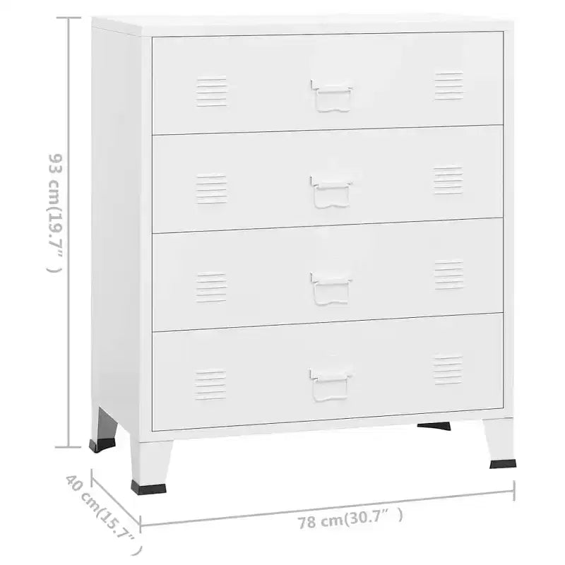 vidaXL Drawer Cabinet White Metal Medium Drawer Cabinet Rectangular