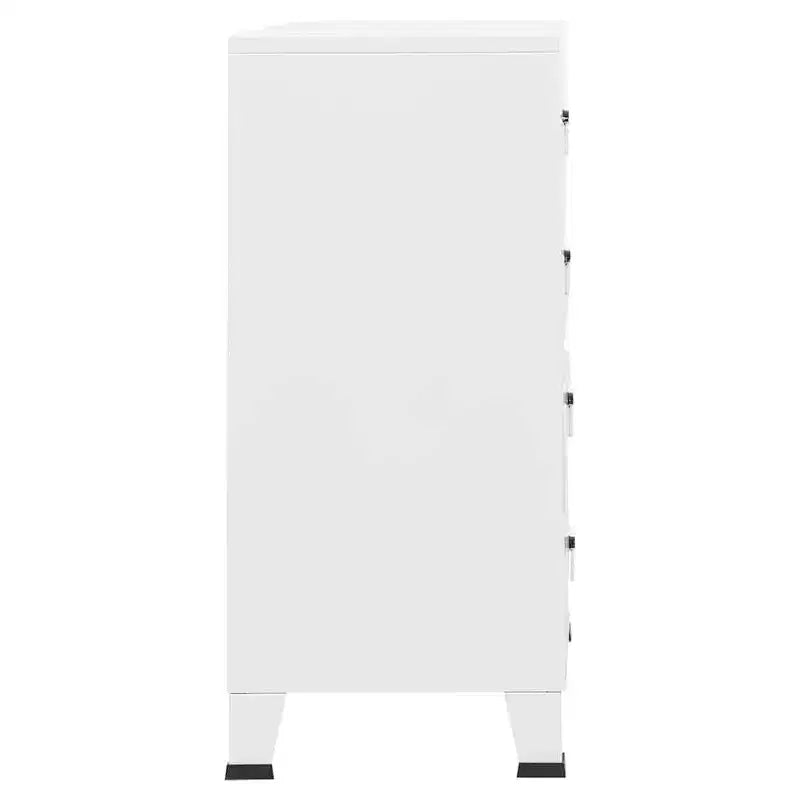 vidaXL Drawer Cabinet White Metal Medium Drawer Cabinet Rectangular