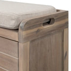 Banc de rangement en bois avec 2 paniers tressés
