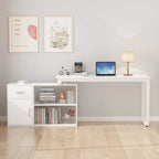 Bureau d'angle réversible blanc pivotant Bureau d'ordinateur