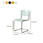 Chaise de salle à manger simple en métal sans accoudoirs, dossier plein, jaune