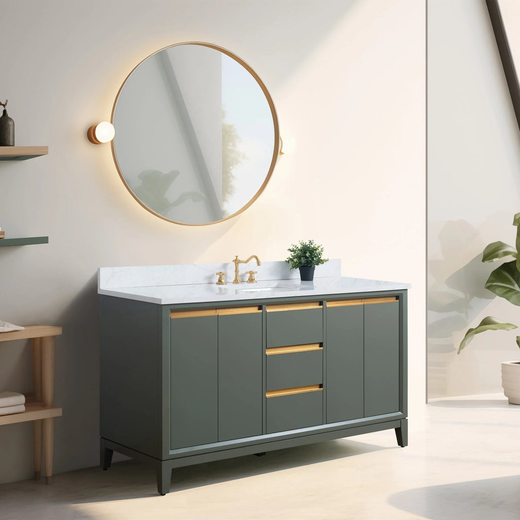 Meuble-lavabo Vanity Art avec évier en céramique et dessus en marbre reconstitué