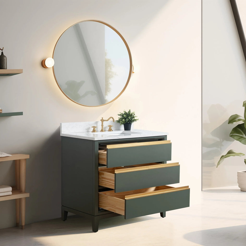 Meuble-lavabo Vanity Art avec évier en céramique et dessus en marbre reconstitué