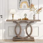 Console de style vintage avec base géométrique, table de couloir en bois