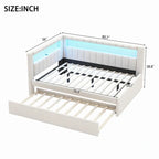 Lit plateforme rembourré avec ports USB et éclairage LED - Cadre de lit double/simple avec 2 tiroirs de rangement - Chambre à coucher moderne