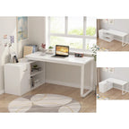 Bureau d'angle réversible blanc pivotant Bureau d'ordinateur