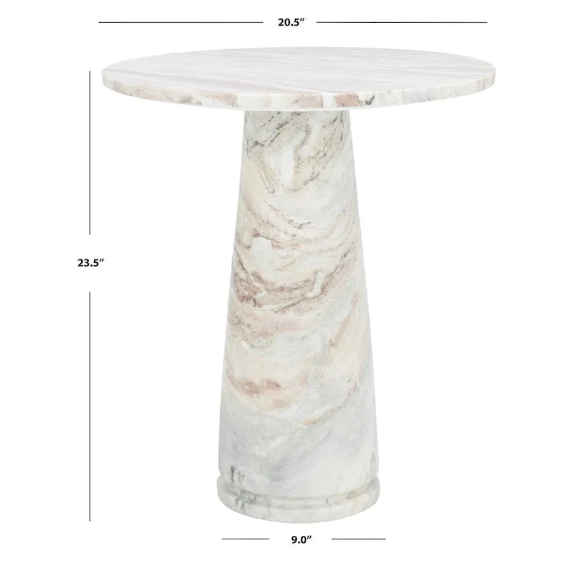 Table d'appoint ronde haute en marbre SAFAVIEH Couture Ghicu - 56 cm L x 53 cm P x 61 cm H - 21Wx21Dx24H