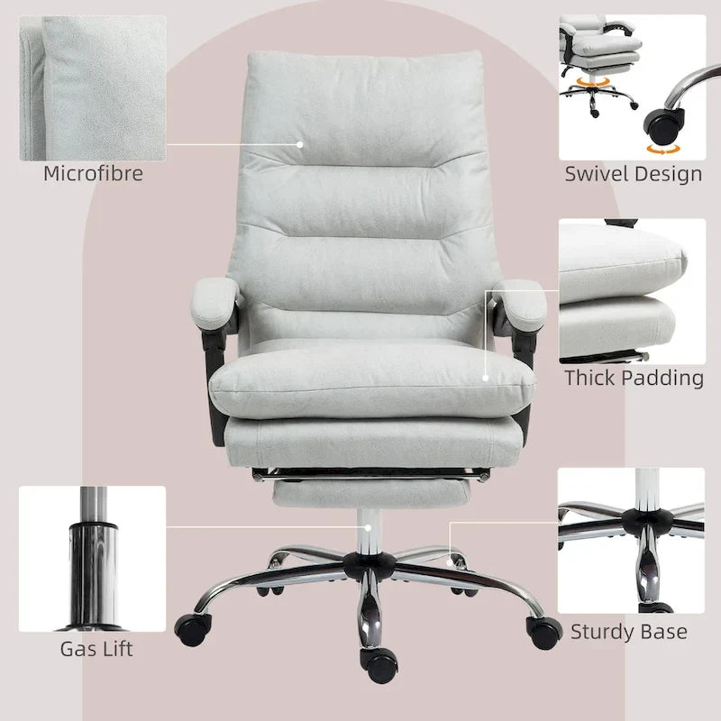 Fauteuil de bureau massant, chauffant et inclinable en microfibre Vinsetto avec vibrations