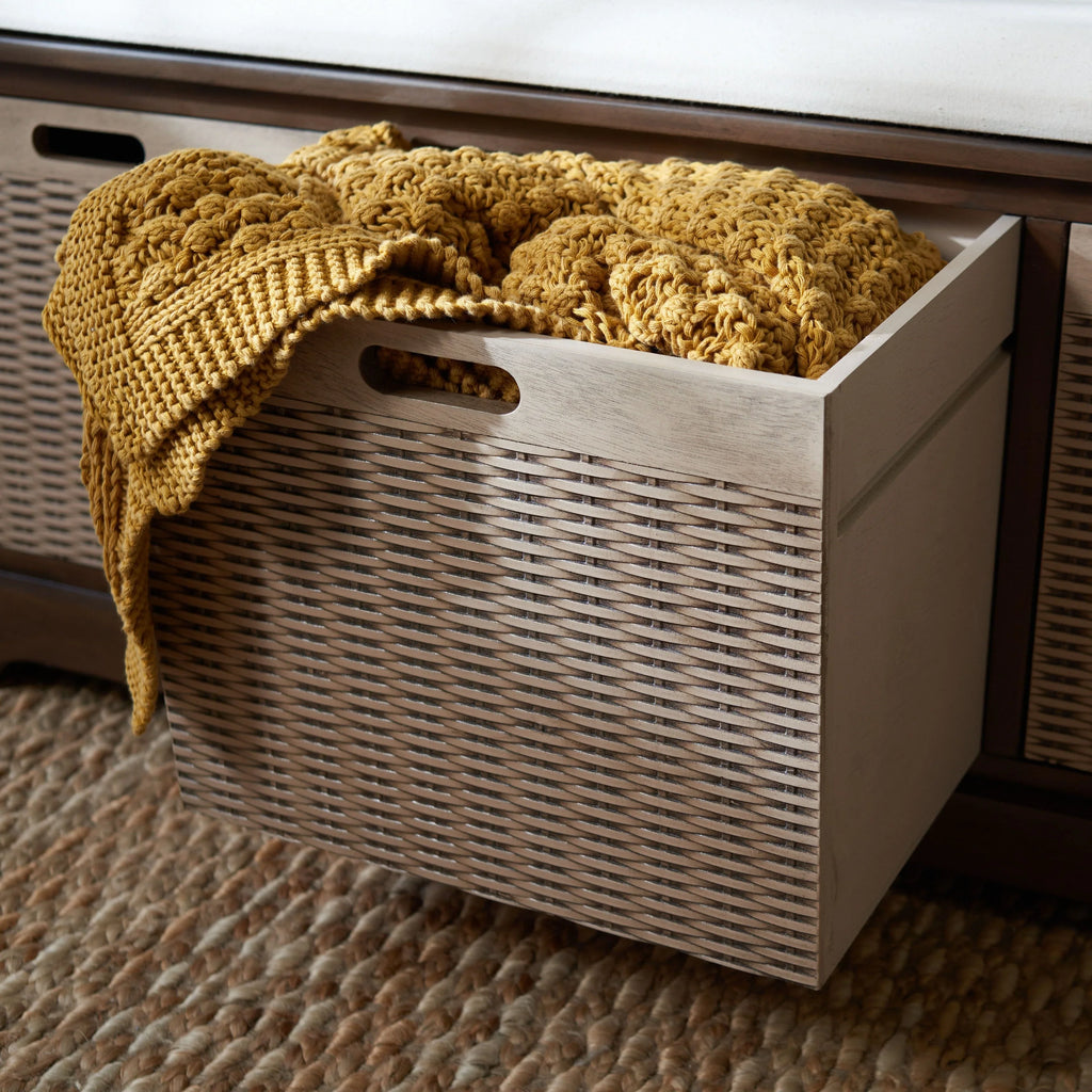 Banc de rangement SAFAVIEH Fiorello 3 tiroirs avec coussin - 47,3 L x 15 P x 19 H - 47Lx15Px19H