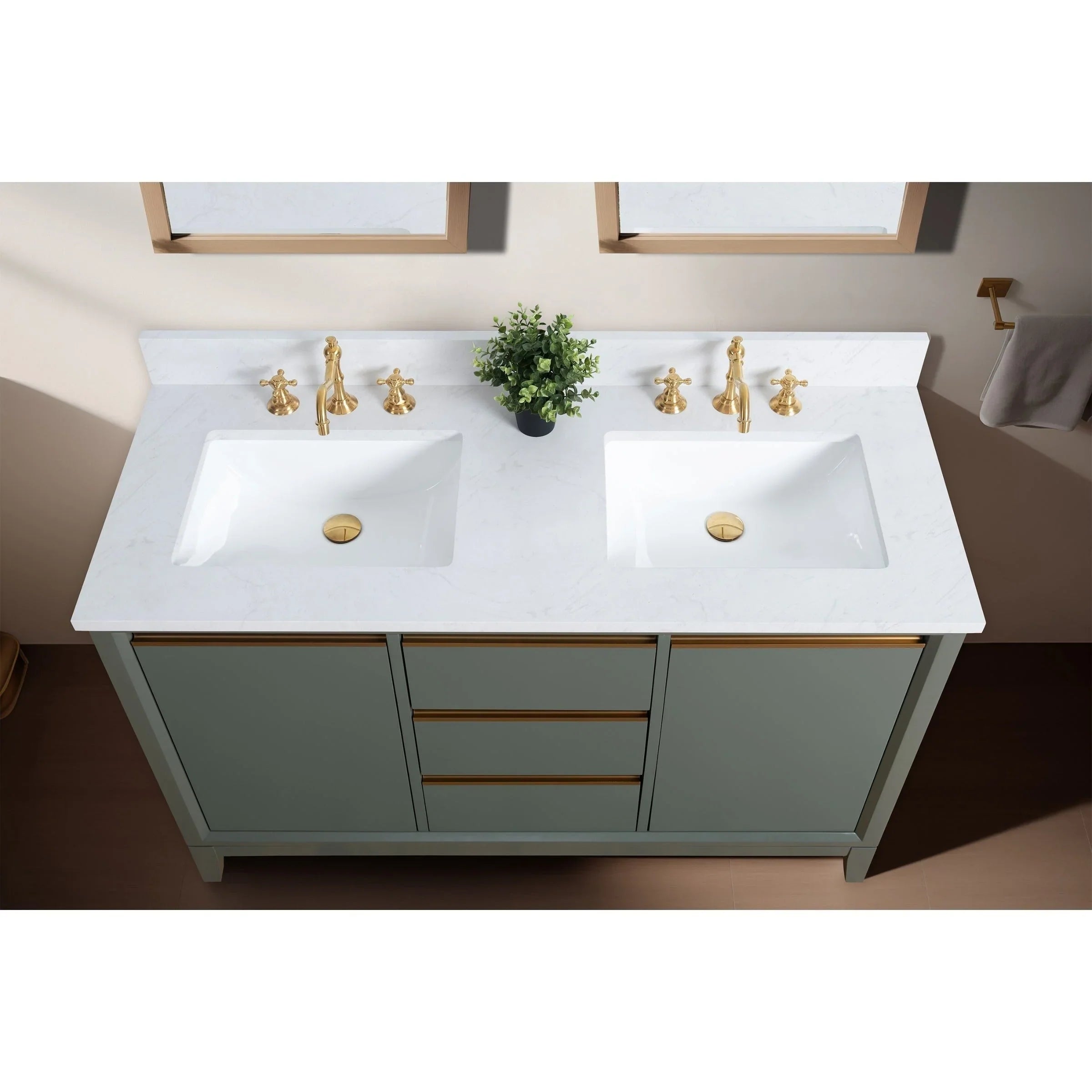 Meuble-lavabo Vanity Art avec évier en céramique et dessus en marbre reconstitué