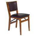 Stakmore Set of 2 Retro Upholstered Back Folding Chair Fruitwood Polyester Seat, Fully Assembled