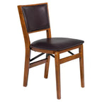 Stakmore Set of 2 Retro Upholstered Back Folding Chair Fruitwood Polyester Seat, Fully Assembled