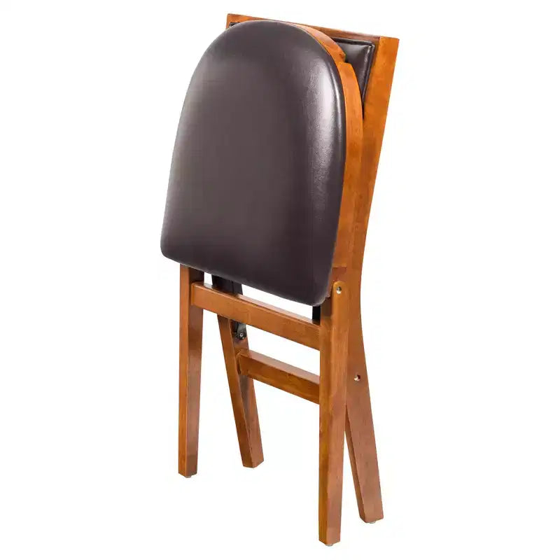Stakmore Set of 2 Retro Upholstered Back Folding Chair Fruitwood Polyester Seat, Fully Assembled