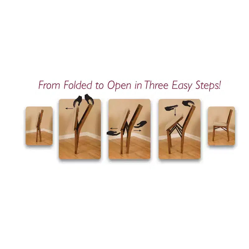 Stakmore Set of 2 Retro Upholstered Back Folding Chair Fruitwood Polyester Seat, Fully Assembled