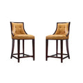 Manhattan Comfort Set of 2 Fifth Ave Upholstered Beech Wood Counter Height Barstools Camel: Faux Leather, No Assembly Required