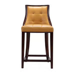 Manhattan Comfort Set of 2 Fifth Ave Upholstered Beech Wood Counter Height Barstools Camel: Faux Leather, No Assembly Required