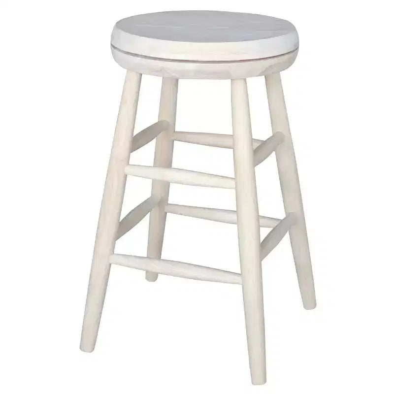 International Concepts Jonathan Swivel Scooped Seat 24" Counter Height Barstool - Unfinished: Rubberwood Frame, No Assembly Required