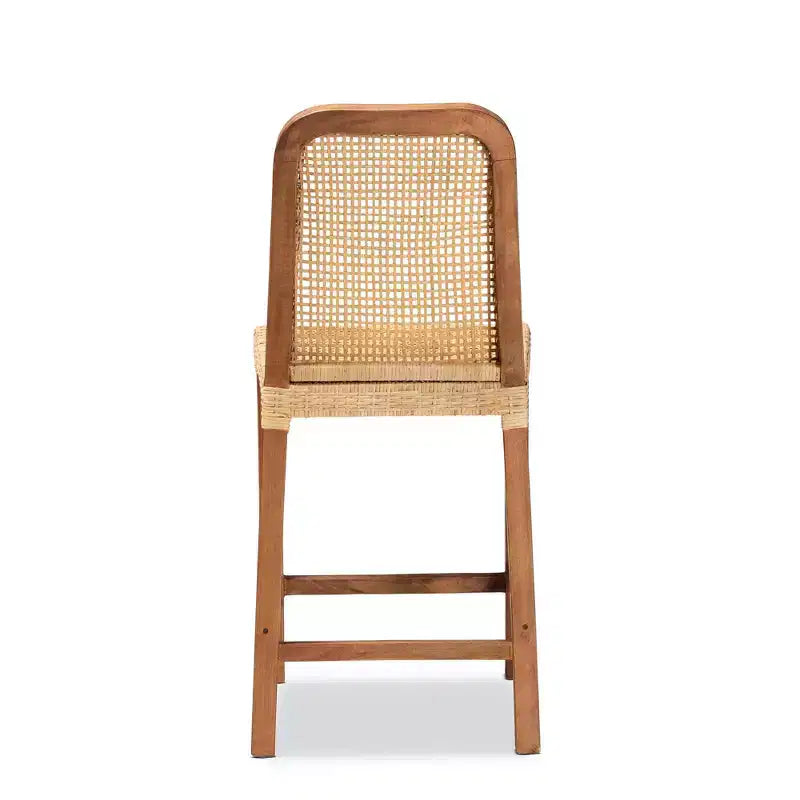 Caspia Wood and Rattan Counter Height Barstool Natural/Walnut - bali & pari