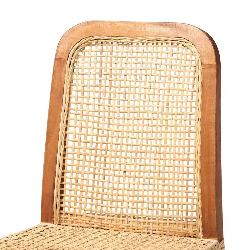 Caspia Wood and Rattan Counter Height Barstool Natural/Walnut - bali & pari