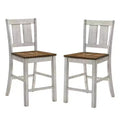 HOMES: Inside + Out Set of 2 Naxti Rustic Counter Height Chairs Light Oak/Antique White: Farmhouse Style, Rubberwood Frame