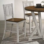 HOMES: Inside + Out Set of 2 Naxti Rustic Counter Height Chairs Light Oak/Antique White: Farmhouse Style, Rubberwood Frame