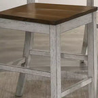 HOMES: Inside + Out Set of 2 Naxti Rustic Counter Height Chairs Light Oak/Antique White: Farmhouse Style, Rubberwood Frame