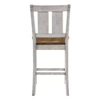 HOMES: Inside + Out Set of 2 Naxti Rustic Counter Height Chairs Light Oak/Antique White: Farmhouse Style, Rubberwood Frame