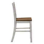HOMES: Inside + Out Set of 2 Naxti Rustic Counter Height Chairs Light Oak/Antique White: Farmhouse Style, Rubberwood Frame