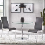Buylateral 3pc Nora Modern Round Pedestal Table Dining Set with Faux Leather Chairs Gray/White