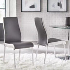 Buylateral 3pc Nora Modern Round Pedestal Table Dining Set with Faux Leather Chairs Gray/White