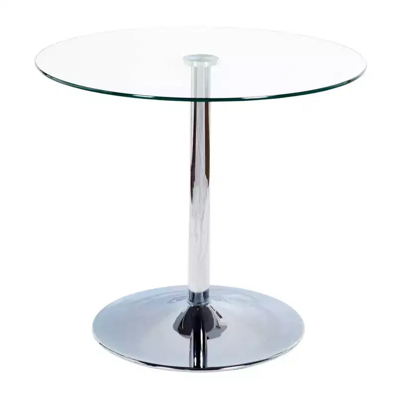 Buylateral 3pc Nora Modern Round Pedestal Table Dining Set with Faux Leather Chairs Gray/White