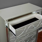Commode La Mesa 5 tiroirs Glam argenté - HOMES: Inside + Out : accents miroir, rangement élégant