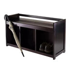 Banc de rangement Addison avec 3 sections - Espresso foncé - Winsome : Organisateur d'entrée, Pouf de chambre en similicuir