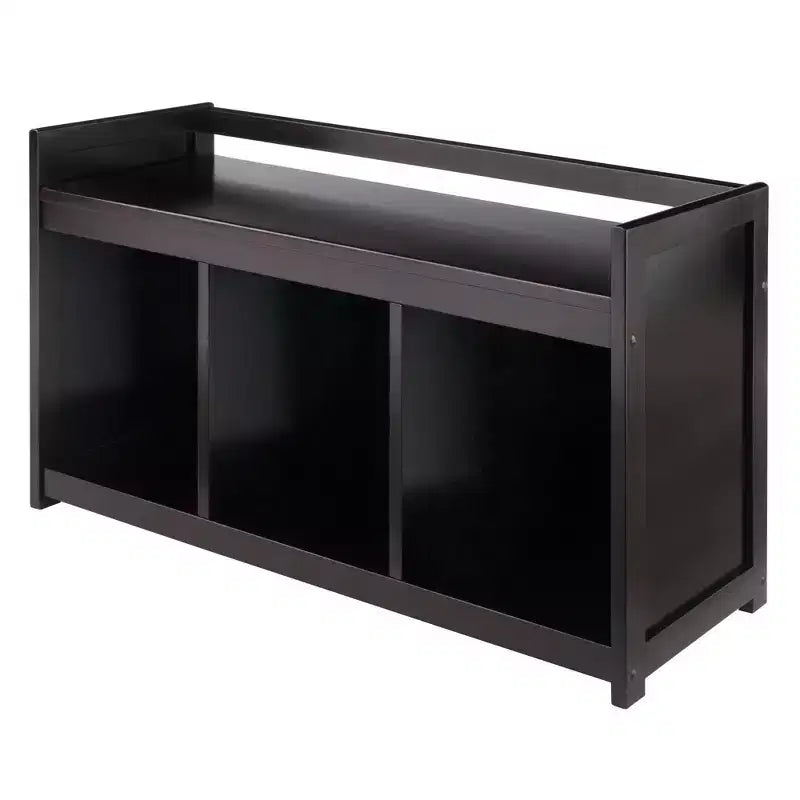 Banc de rangement Addison avec 3 sections - Espresso foncé - Winsome : Organisateur d'entrée, Pouf de chambre en similicuir