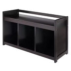 Banc de rangement Addison avec 3 sections - Espresso foncé - Winsome : Organisateur d'entrée, Pouf de chambre en similicuir