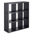 Winsome 40" Timothy Shelf 3X3 Slots Black: Mid-Century Modern Bookcase, Fixed Shelves, Wood Composite