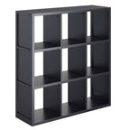 Winsome 40" Timothy Shelf 3X3 Slots Black: Mid-Century Modern Bookcase, Fixed Shelves, Wood Composite